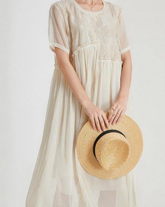 Boho Beige Print Chiffon asymmetrical Design Summer Maxi Dresses Boho Beige Print Chiffon asymmetrical Design Summer Maxi Dresses
