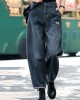 Style Navy High Waist Pockets Harem Casual Fall Denim Pants Style Navy High Waist Pockets Harem Casual Fall Denim Pants