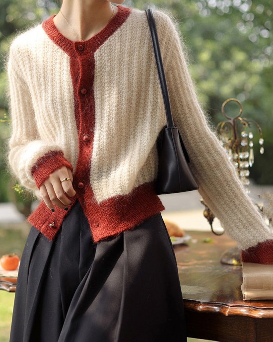 Women Green Button Patchwork Cozy Knit Top Long Sleeve Women Green Button Patchwork Cozy Knit Top Long Sleeve