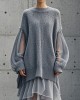 Bohemian Grey Oversized Patchwork Tulle Sweater Dress Fall Bohemian Grey Oversized Patchwork Tulle Sweater Dress Fall