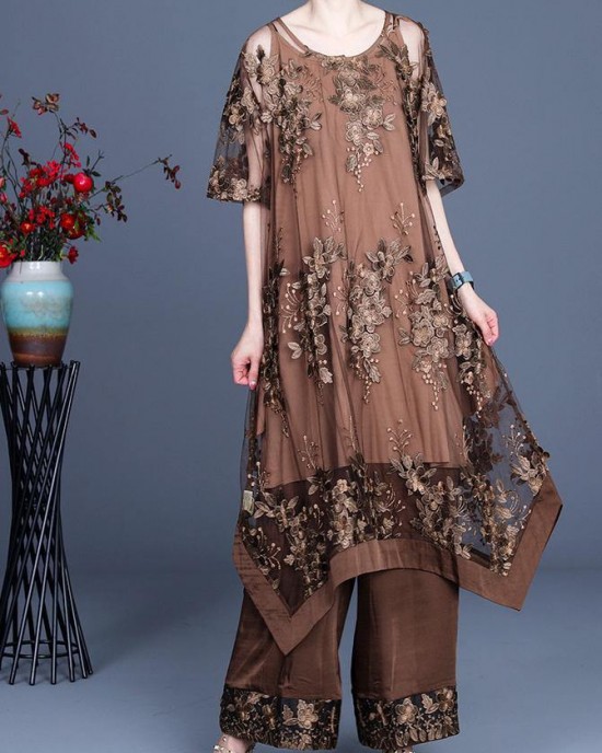 2025 Summer Irregular Dress Wide Leg Pants Suspender Skirt Three Piece Set 2025 Summer Irregular Dress Wide Leg Pants Suspender Skirt Three Piece Set