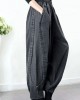 Plus Size Grey Pockets Patchwork Harem Fall Denim Pants