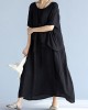 baggy gray long linen dresses oversized layered cotton maxi dress vintage short sleeve cotton clothing baggy gray long linen dresses oversized layered cotton maxi dress vintage short sleeve cotton clothing