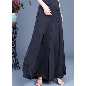 Diy Black Button Wide Leg Pants Summer
