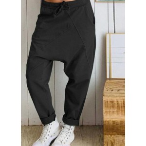Women Casual Loose Elastic Waist Harem Trousers Long Solid Pants