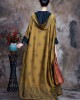 Beautiful Yellow Hooded Print Satin trench coats Spring Beautiful Yellow Hooded Print Satin trench coats Spring