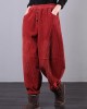 Modern Red Women Pants Oversize Fall Corduroy Pockets Cotton Casual Pants Modern Red Women Pants Oversize Fall Corduroy Pockets Cotton Casual Pants