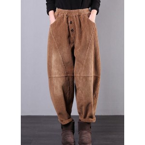 DIY Fall Women Pants Women's Chocolate Photography Corduroy Pockets Trousers