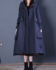 Chic Coffee Loose zippered Button Fall Hoodie Coat trench coats