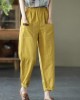 Loose Yellow Loose Casual Summer Pockets Pants Loose Yellow Loose Casual Summer Pockets Pants