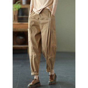 Organic Khaki Loose Pockets Harem Fall Pants