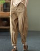 Organic Khaki Loose Pockets Harem Fall Pants Organic Khaki Loose Pockets Harem Fall Pants