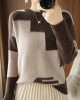 Women Grey Asymmetrical Patchwork Wool Knit Top Fall Women Grey Asymmetrical Patchwork Wool Knit Top Fall