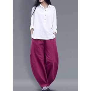 Beautiful harem pants cotton Boho Work Outfits burgundy long pants