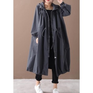 DIY hooded drawstring Fine clothes black silhouette outwears
