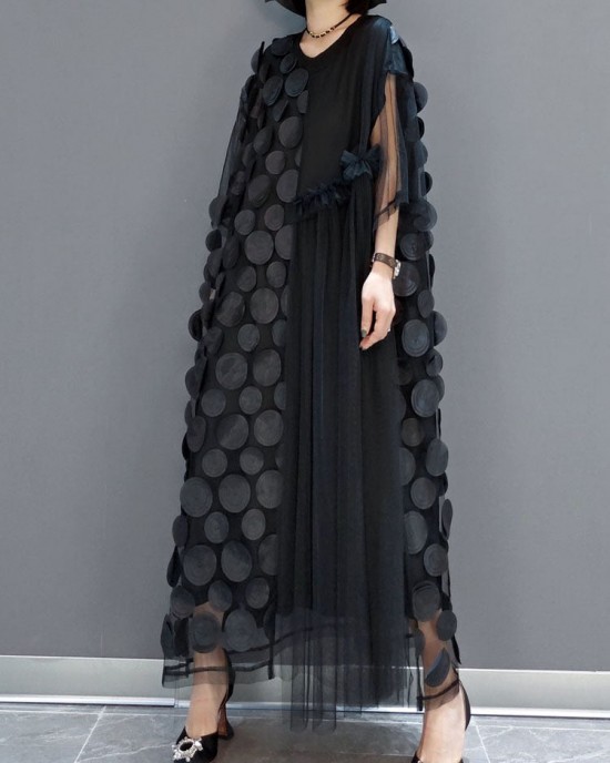 Black Tulle Party Dresses O-Neck Asymmetrical Half Sleeve Black Tulle Party Dresses O-Neck Asymmetrical Half Sleeve
