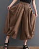 Plus Size Brown Pockets Wide Leg Pants Trousers Summer Cotton Linen Plus Size Brown Pockets Wide Leg Pants Trousers Summer Cotton Linen