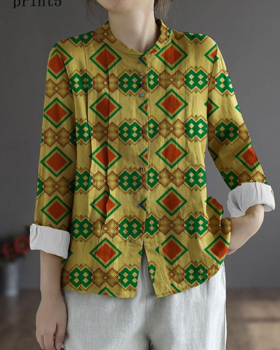 Women Yellow Elegant Button Fall Top Long Sleeve Linen Women Yellow Elegant Button Fall Top Long Sleeve Linen