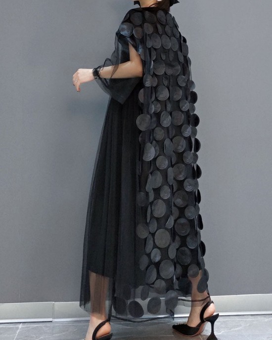 Black Tulle Party Dresses O-Neck Asymmetrical Half Sleeve Black Tulle Party Dresses O-Neck Asymmetrical Half Sleeve
