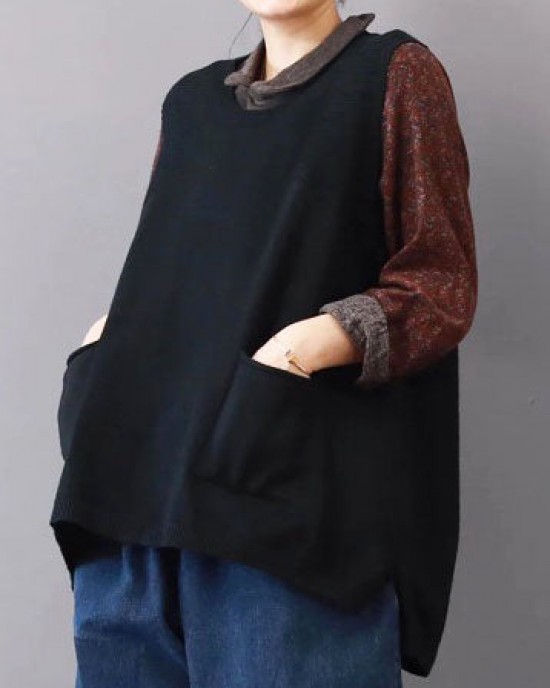 boutique black sweaters plus size big pockets sweaters 2018 sleeveless shirt boutique black sweaters plus size big pockets sweaters 2018 sleeveless shirt
