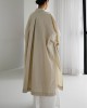 Casual Beige Peter Pan Collar Button Wrinkled Side Open Trench Coats Long Sleeve Casual Beige Peter Pan Collar Button Wrinkled Side Open Trench Coats Long Sleeve