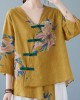 Yellow Button Shirt Tops Asymmetrical Half Sleeve Yellow Button Shirt Tops Asymmetrical Half Sleeve