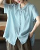 Plus Size Orange Peter Pan Collar Pockets Patchwork Ramie Cardigan Plus Size Orange Peter Pan Collar Pockets Patchwork Ramie Cardigan