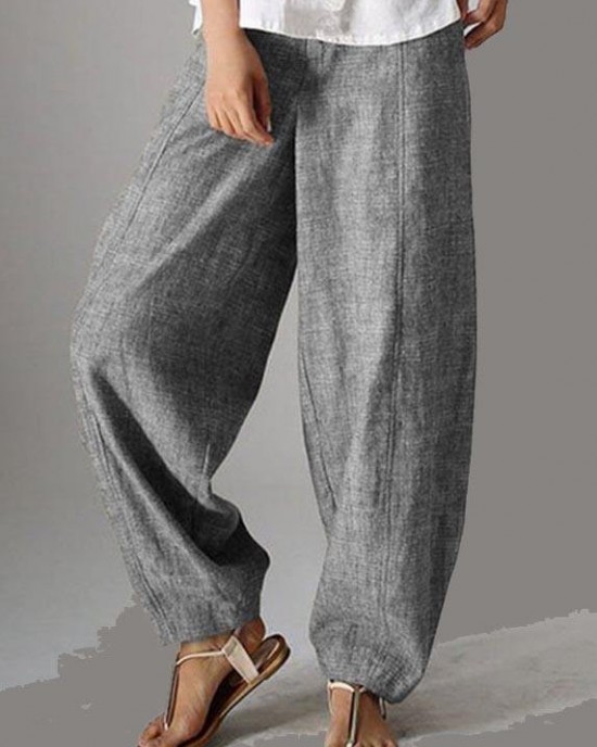 Stylish Chocolate Pockets Cotton Harem Wide Leg Pants Summer Stylish Chocolate Pockets Cotton Harem Wide Leg Pants Summer