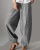 Stylish Chocolate Pockets Cotton Harem Wide Leg Pants Summer Stylish Chocolate Pockets Cotton Harem Wide Leg Pants Summer