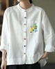 Modern White Loose Patchwork Pockets Fall Long Sleeve Blouse Top Modern White Loose Patchwork Pockets Fall Long Sleeve Blouse Top