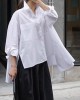 Natural White Peter Pan Collar Low High Design Button Pockets Cotton Shirts Long Sleeve Natural White Peter Pan Collar Low High Design Button Pockets Cotton Shirts Long Sleeve