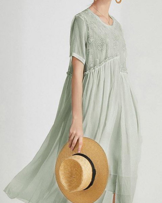 Boho Beige Print Chiffon asymmetrical Design Summer Maxi Dresses Boho Beige Print Chiffon asymmetrical Design Summer Maxi Dresses