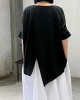 Unique black cotton clothes o neck asymmetric summer shirt Unique black cotton clothes o neck asymmetric summer shirt