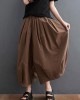 Plus Size Brown Pockets Wide Leg Pants Trousers Summer Cotton Linen Plus Size Brown Pockets Wide Leg Pants Trousers Summer Cotton Linen