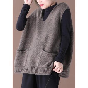 2025 New Loose Large Size Literary Hooded Knit Waistcoat Sweater Coat
