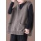 2025 New Loose Large Size Literary Hooded Knit Waistcoat Sweater Coat