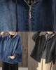 Chic denim black clothes hooded pockets baggy blouse Chic denim black clothes hooded pockets baggy blouse