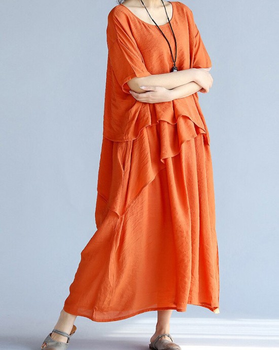 baggy gray long linen dresses oversized layered cotton maxi dress vintage short sleeve cotton clothing baggy gray long linen dresses oversized layered cotton maxi dress vintage short sleeve cotton clothing