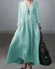 Simple and Loose V-neck Cotton and Linen Dress Simple and Loose V-neck Cotton and Linen Dress