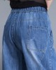 Plus Size Blue Pockets Patchwork lantern Fall Denim Pants Plus Size Blue Pockets Patchwork lantern Fall Denim Pants