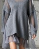 Boutique Grey Oversized Patchwork Tulle Knit Day Dress Fall Boutique Grey Oversized Patchwork Tulle Knit Day Dress Fall
