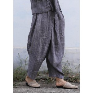 Personality linen casual gray pants loose 2025 autumn pants
