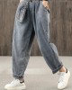 Retro denim blue autumn new trousers plus size harem pants Retro denim blue autumn new trousers plus size harem pants