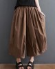 Plus Size Brown Pockets Wide Leg Pants Trousers Summer Cotton Linen Plus Size Brown Pockets Wide Leg Pants Trousers Summer Cotton Linen