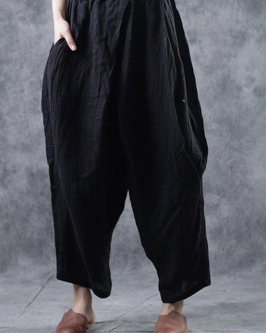 Personality linen casual gray pants loose 2025 autumn pants Personality linen casual gray pants loose 2025 autumn pants
