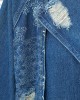 Beautiful Blue PeterPan Collar Button Pockets Print Hole Fall Long sleeve Trench Coat Beautiful Blue PeterPan Collar Button Pockets Print Hole Fall Long sleeve Trench Coat