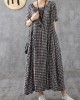 Vivid patchwork linen quilting dresses Runway black plaid Dresses summer Vivid patchwork linen quilting dresses Runway black plaid Dresses summer