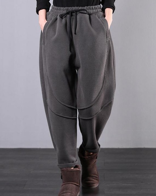 Simple gray women pants plus size clothing elastic waist drawstring Photography trousers Simple gray women pants plus size clothing elastic waist drawstring Photography trousers