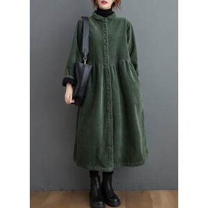 French blackish green corduroy coats Inspiration thick Cinched women coats ( Limited Stock)