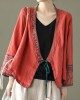 Women Red Embroideried Long sleeve Linen Shirt Women Red Embroideried Long sleeve Linen Shirt